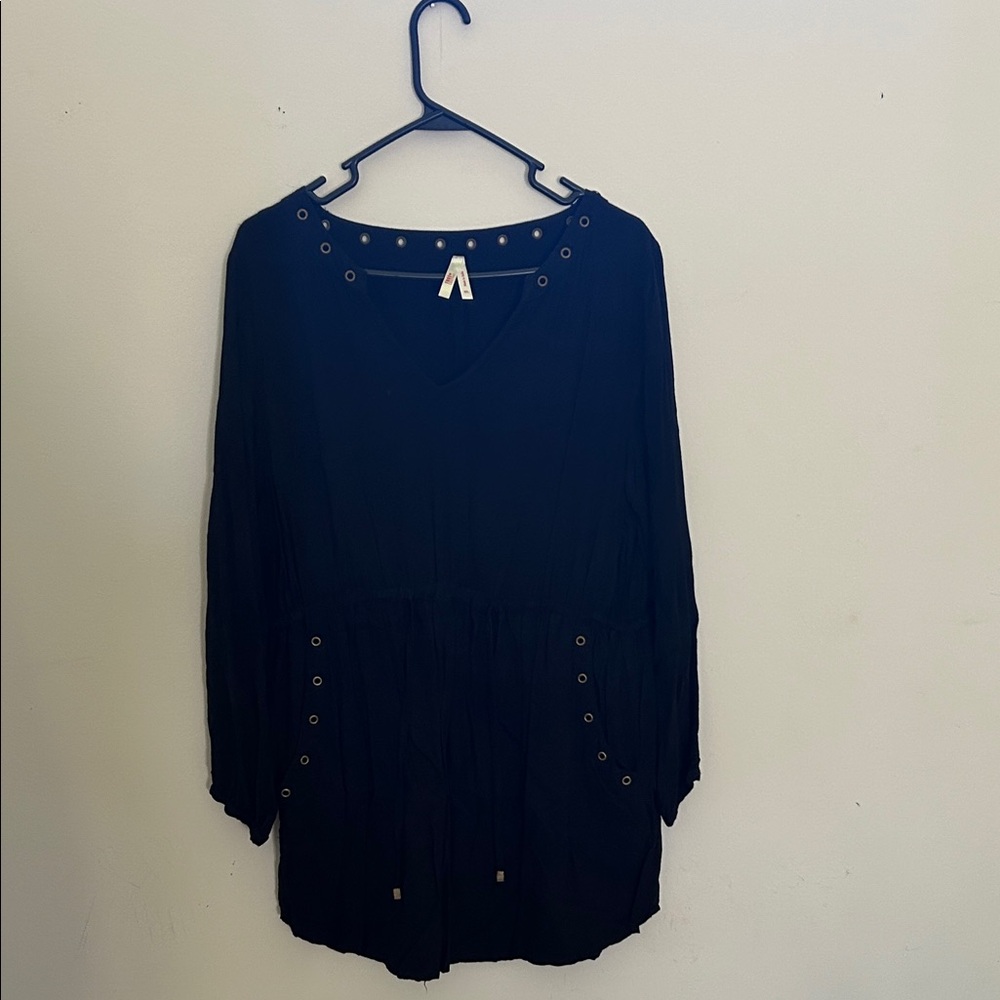 True Destiny Black Mini Dress with Metal Accents